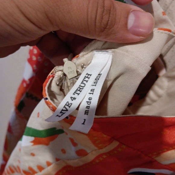 Live 4 Truth Art to Wear Parrots Vibrant Low Cut Halter Maxi Dress sz L Semi Ne - Picture 7 of 8